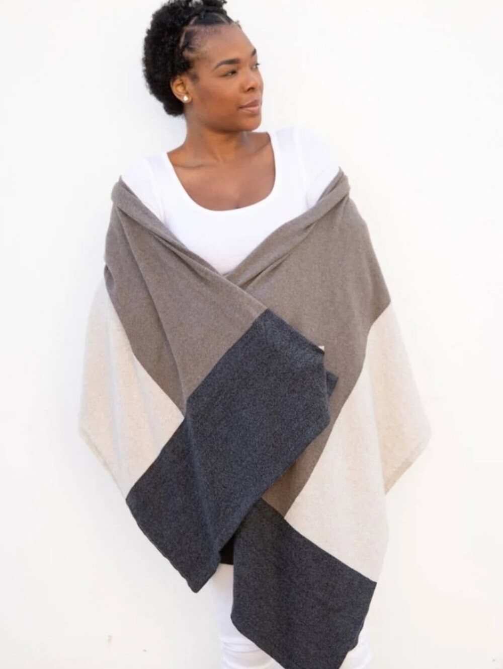 zestt The Dreamsoft Organic Cotton Travel Scarf Color Brownstone Colorblock